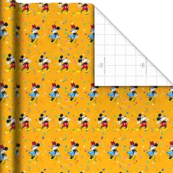 Disney Mickey and Minnie on Yellow Wrapping Paper Roll, 17.5 sq. ft.