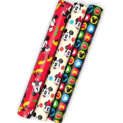 Disney Mickey and Minnie 3-Pack Wrapping Paper Mini Roll Bundle, 45 sq. ft. total