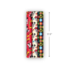 Disney Mickey and Minnie 3-Pack Wrapping Paper Mini Roll Bundle, 45 sq. ft. total