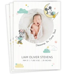 Disney Mickey and Minnie Sweet Dreams Flat Birth Announcement