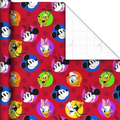 Disney Mickey Mouse and Friends on Red Wrapping Paper Roll, 17.5 sq. ft.