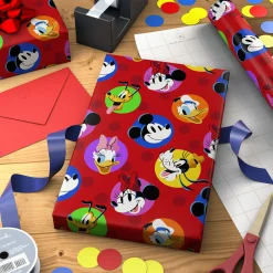 Disney Mickey Mouse and Friends on Red Wrapping Paper Roll, 17.5 sq. ft.