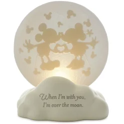 Disney Mickey Mouse and Minnie Mouse Moon Figurine With Light