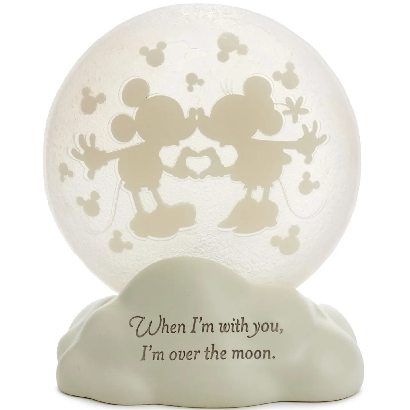 Disney Mickey Mouse and Minnie Mouse Moon Figurine With Light