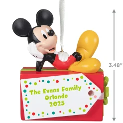 Disney Mickey Mouse Christmas Present Personalized Ornament, Custom Text