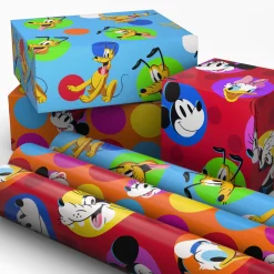 Disney Mickey Mouse Colorful Dots 3-Pack Assortment Wrapping Paper Roll Bundle, 60 sq. ft. total