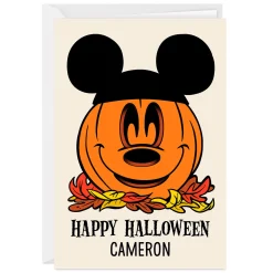 Disney Mickey Mouse Ears Pumpkin Custom Halloween Card
