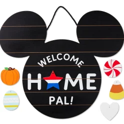 Disney Mickey Mouse Ears Welcome Sign With Seasonal Decorations