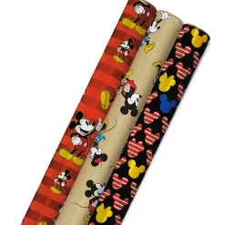 Disney Mickey Mouse 3-Pack Wrapping Paper Roll Bundle, 60 sq. ft. total