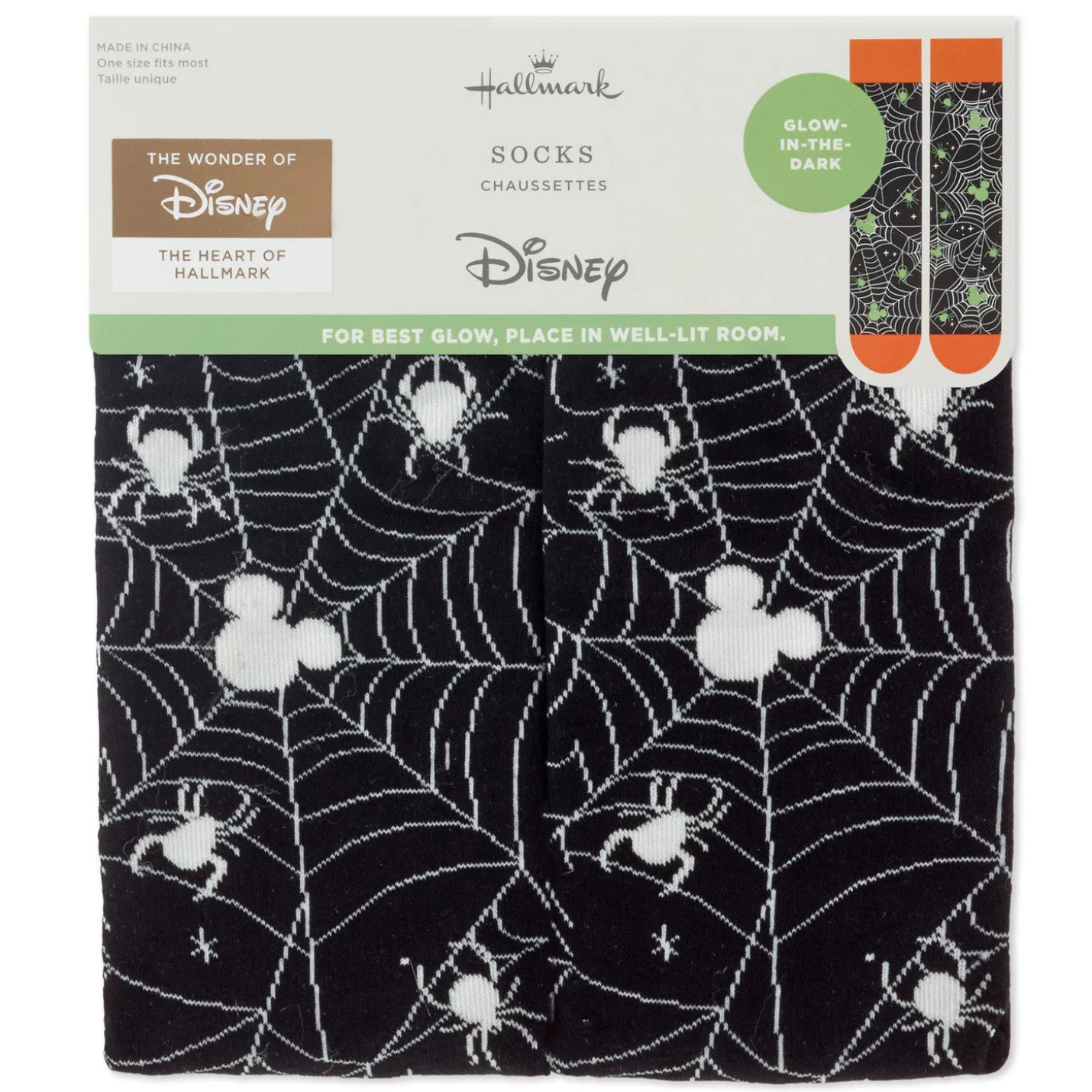 Disney Mickey Mouse Spiderweb Glow-in-the-Dark Crew Socks