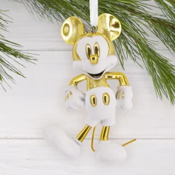 Disney Mickey Mouse White and Gold Ceramic Hallmark Ornament