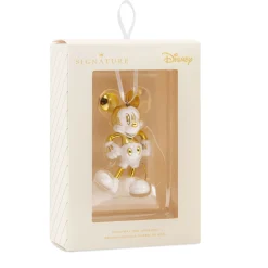 Disney Mickey Mouse White and Gold Ceramic Hallmark Ornament