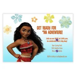 Disney Moana Get Ready for Adventure Flat Birthday Invitation