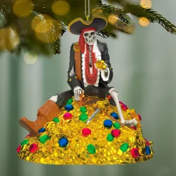 Disney Pirates of the Caribbean Collection Treasure Skeleton Ornament With Light and Sound