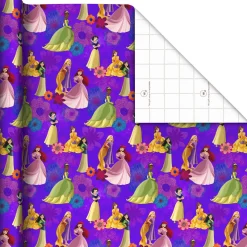 Disney Princess Bold Purple Floral Wrapping Paper Roll, 17.5 sq. ft.