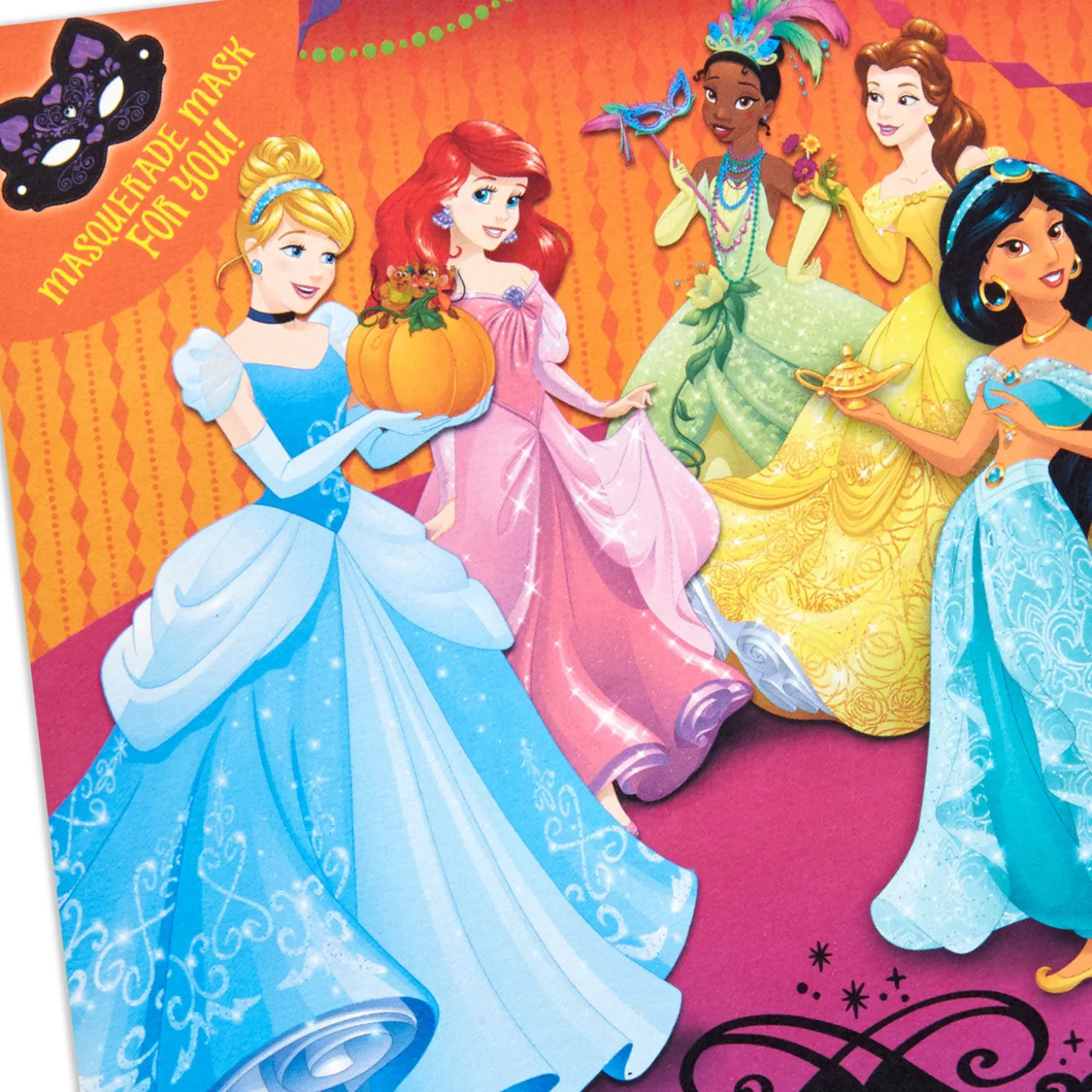 Disney Princess Dress Up Halloween Card for Granddaughter With Mask