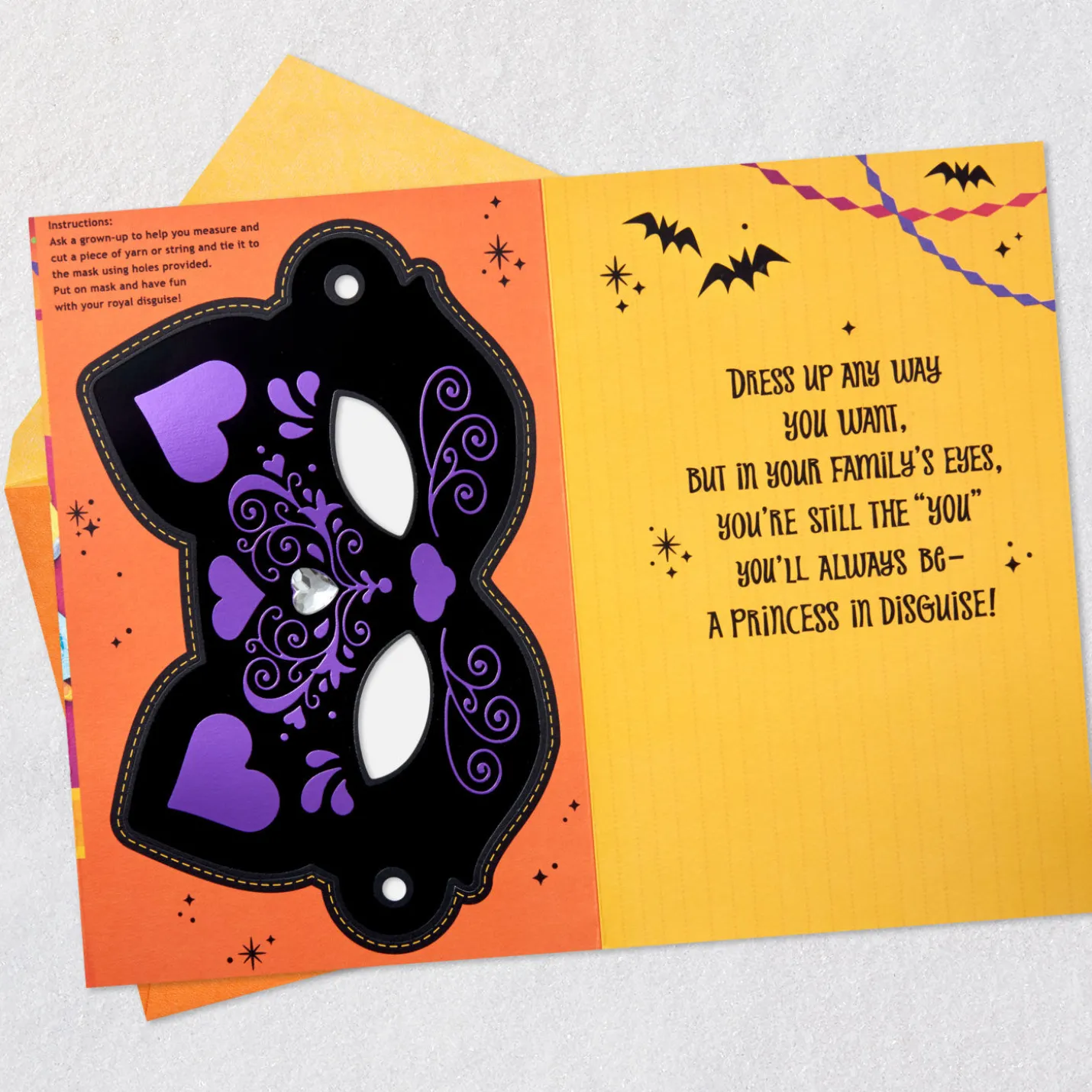 Disney Princess Dress Up Halloween Card for Granddaughter With Mask