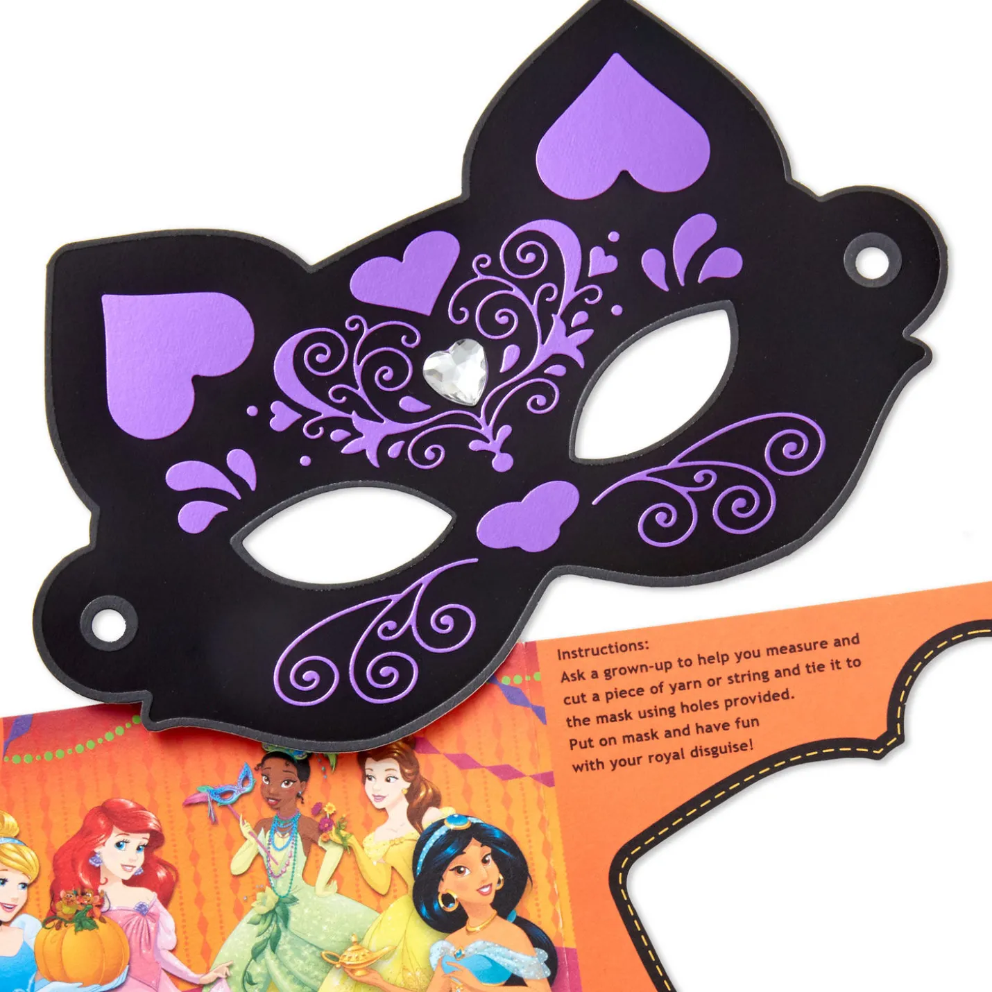Disney Princess Dress Up Halloween Card for Granddaughter With Mask