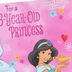 Disney Princesses Royal Hugs and Kisses 3rd Birthday Card for Girls With Stickers