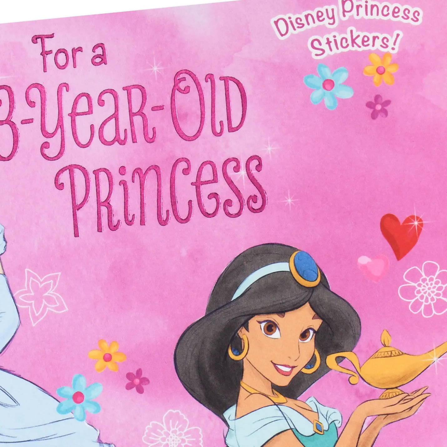 Disney Princesses Royal Hugs and Kisses 3rd Birthday Card for Girls With Stickers