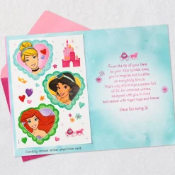Disney Princesses Royal Hugs and Kisses 3rd Birthday Card for Girls With Stickers