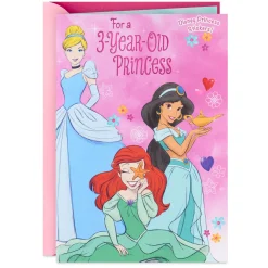 Disney Princesses Royal Hugs and Kisses 3rd Birthday Card for Girls With Stickers