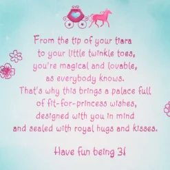 Disney Princesses Royal Hugs and Kisses 3rd Birthday Card for Girls With Stickers