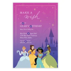 Disney Princess Make a Wish Flat Birthday Invitation