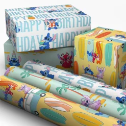 Disney Stitch and Friends 3-Pack Wrapping Paper Mini Roll Bundle, 45 sq. ft. total