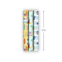 Disney Stitch and Friends 3-Pack Wrapping Paper Mini Roll Bundle, 45 sq. ft. total