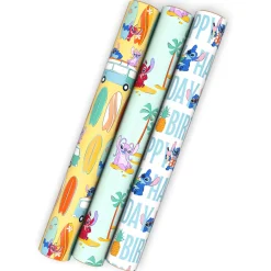 Disney Stitch and Friends 3-Pack Wrapping Paper Mini Roll Bundle, 45 sq. ft. total