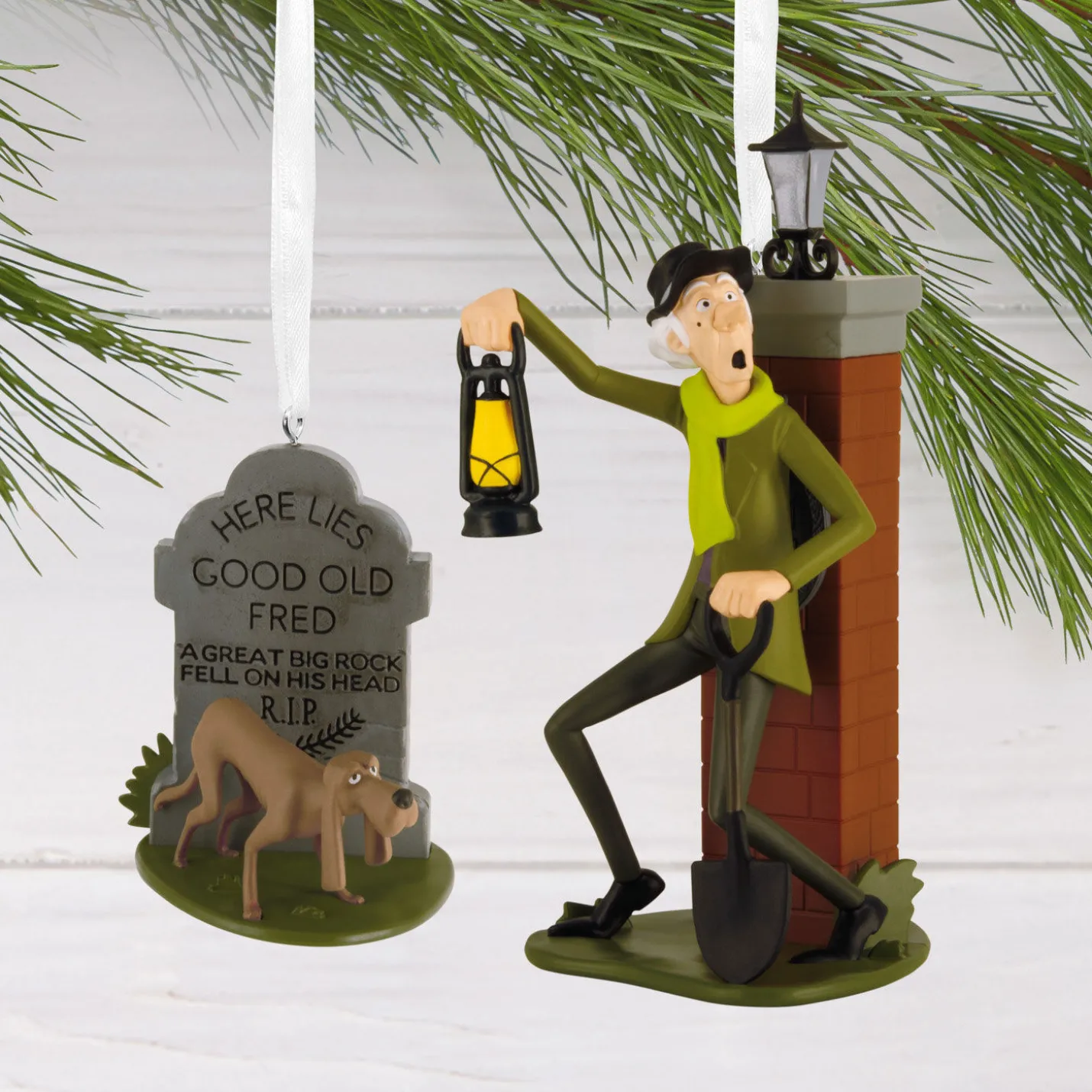Disney The Haunted Mansion Caretaker and Dog Hallmark Ornaments, Set of 2