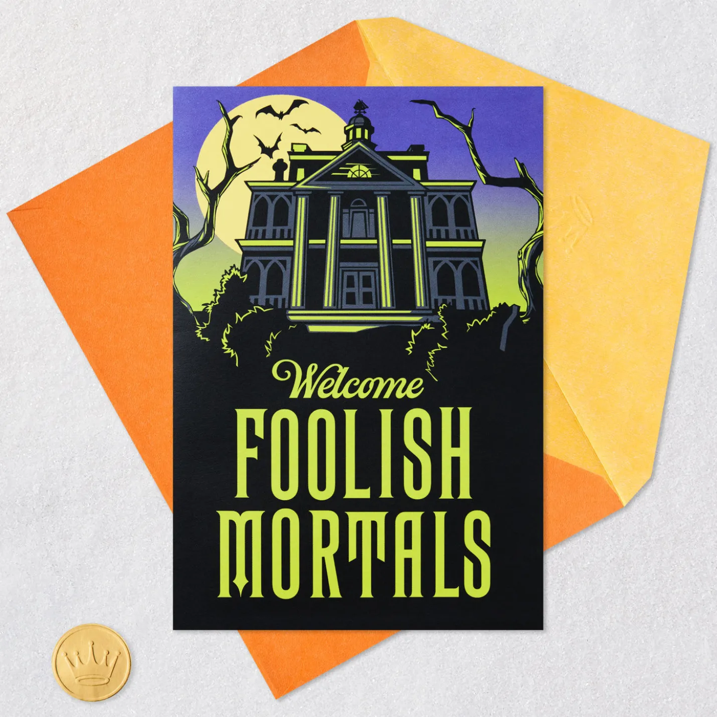Disney The Haunted Mansion Welcome Foolish Mortals Musical Pop-Up Halloween Card with Light