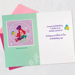Disney The Little Mermaid First Birthday Card for Girl With Sticker