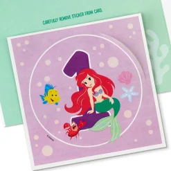 Disney The Little Mermaid First Birthday Card for Girl With Sticker