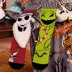 Disney Tim Burton's The Nightmare Before Christmas Jack Skellington and Oogie Boogie Mismatched Novelty Crew Socks