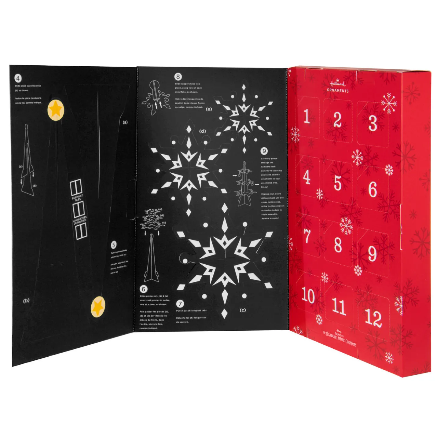 Disney Tim Burton's The Nightmare Before Christmas Hallmark Countdown Calendar Paper Tree Set With 12 Mini Ornaments
