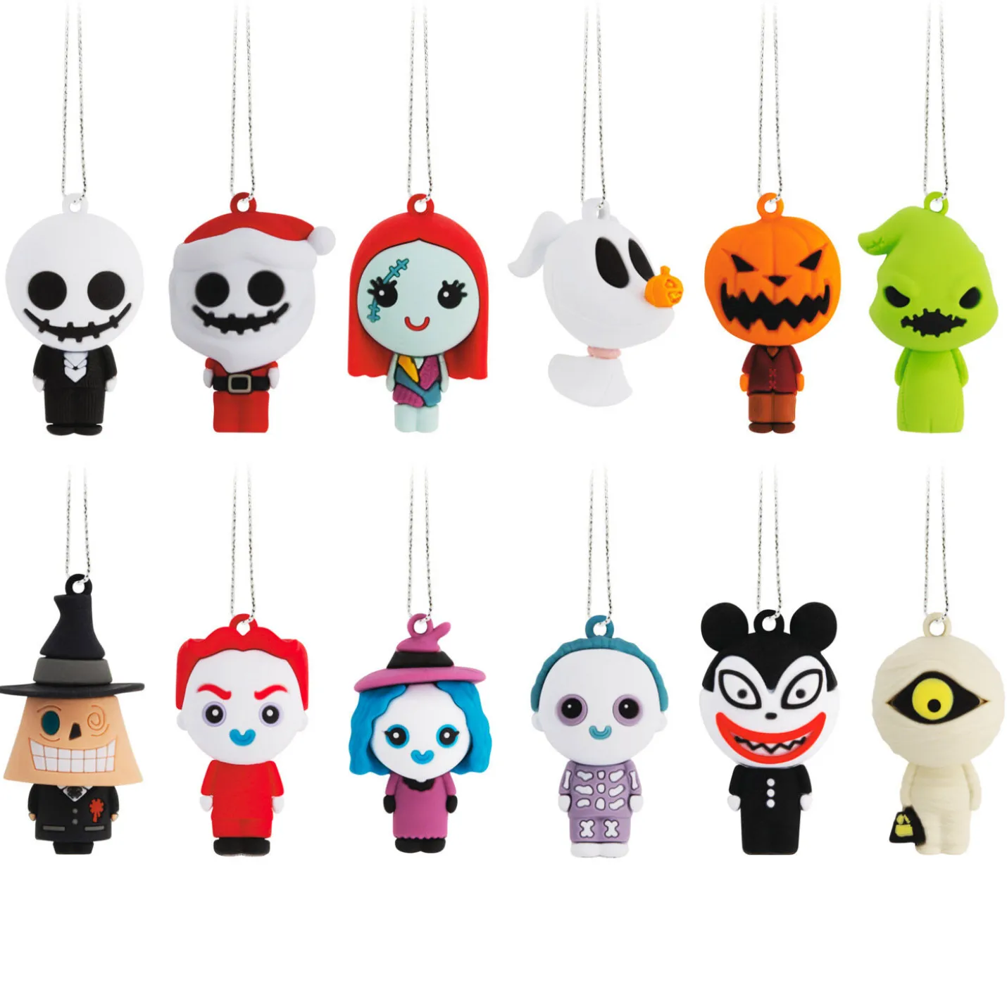 Disney Tim Burton's The Nightmare Before Christmas Hallmark Countdown Calendar Paper Tree Set With 12 Mini Ornaments