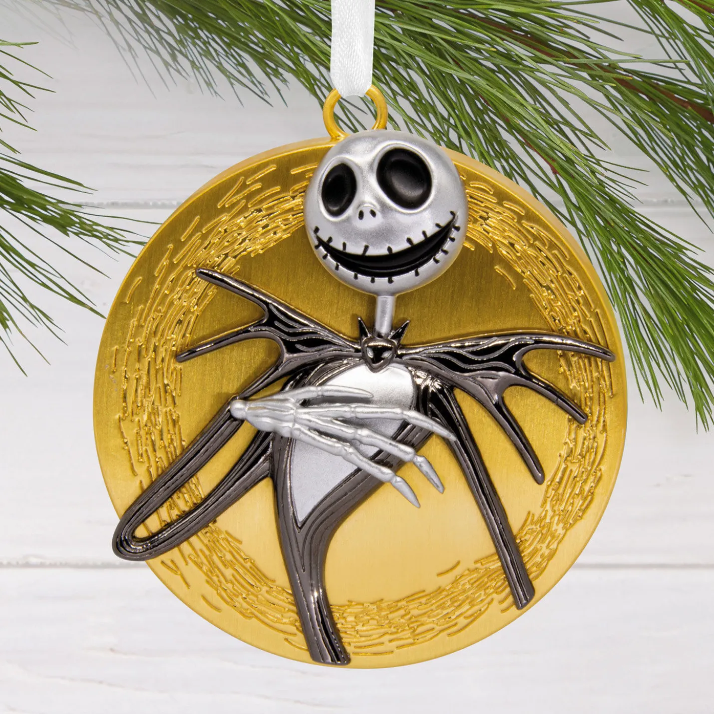 Disney Tim Burton's The Nightmare Before Christmas Jack Skellington on Moon Metal Hallmark Ornament