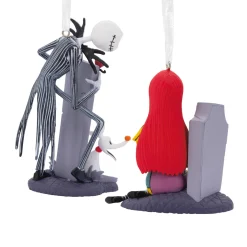Disney Tim Burton's The Nightmare Before Christmas Jack and Sally With Tombstones Hallmark Ornaments, Set of 2