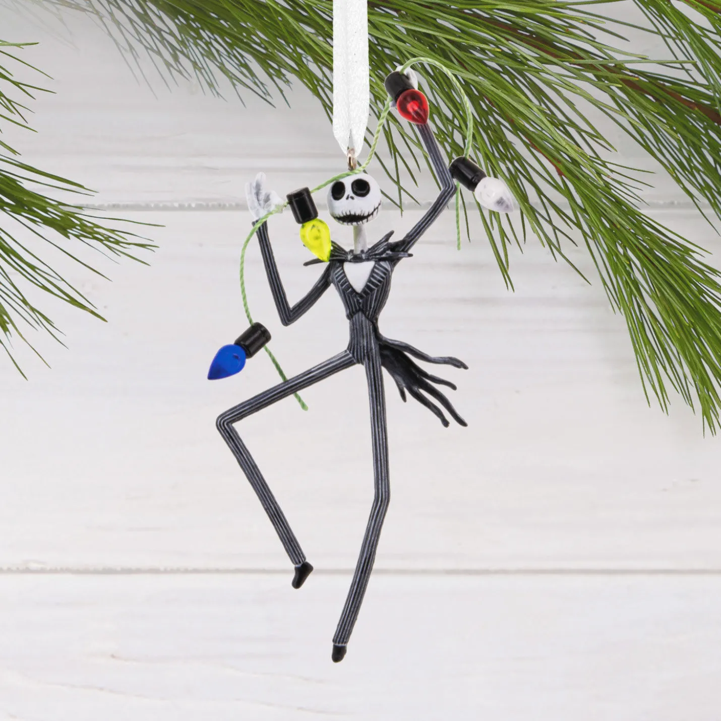 Disney Tim Burton's The Nightmare Before Christmas Jack Skellington With Lights Hallmark Ornament