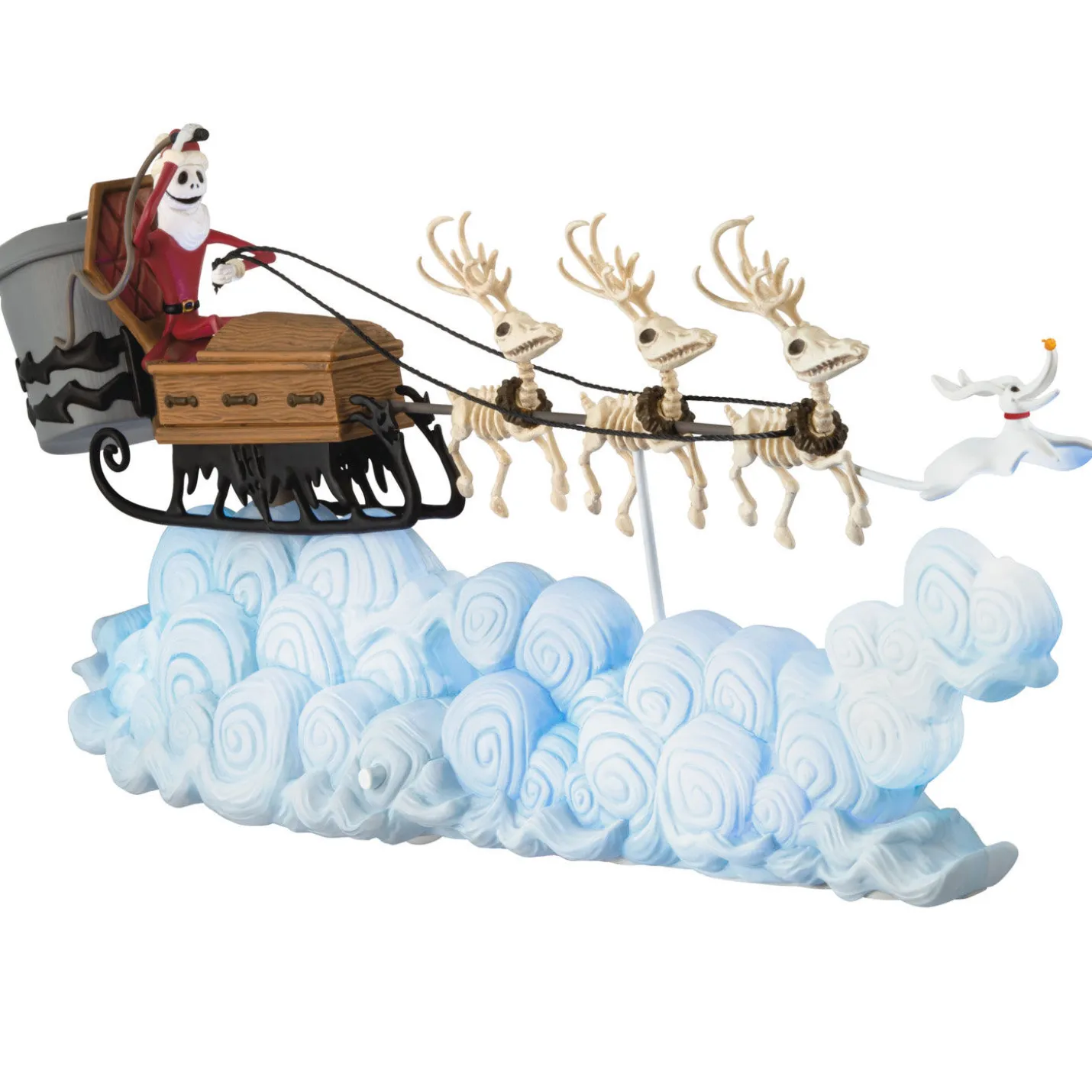 Disney Tim Burton's The Nightmare Before Christmas Santa Jack's Sleigh Ride Tabletop Decoration With Light and Sound