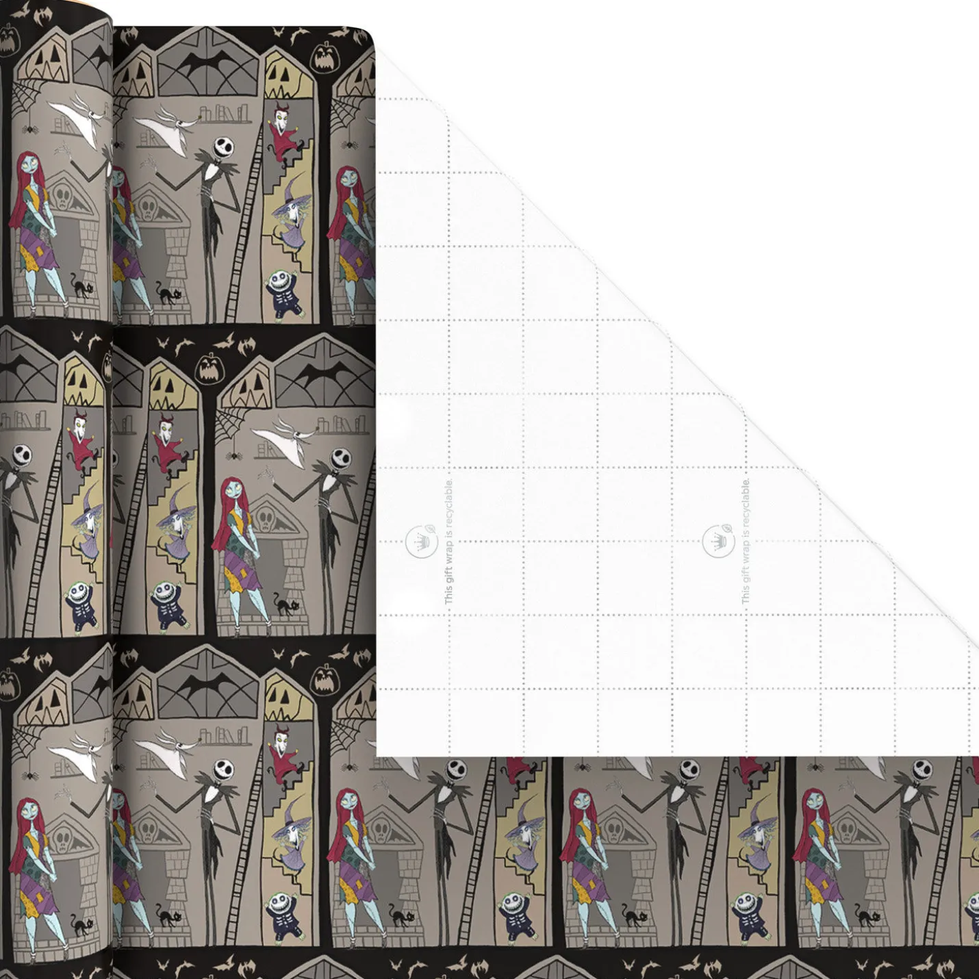 Disney Tim Burton's The Nightmare Before Christmas 3-Pack Wrapping Paper Mini Roll Bundle, 45 sq. ft. total