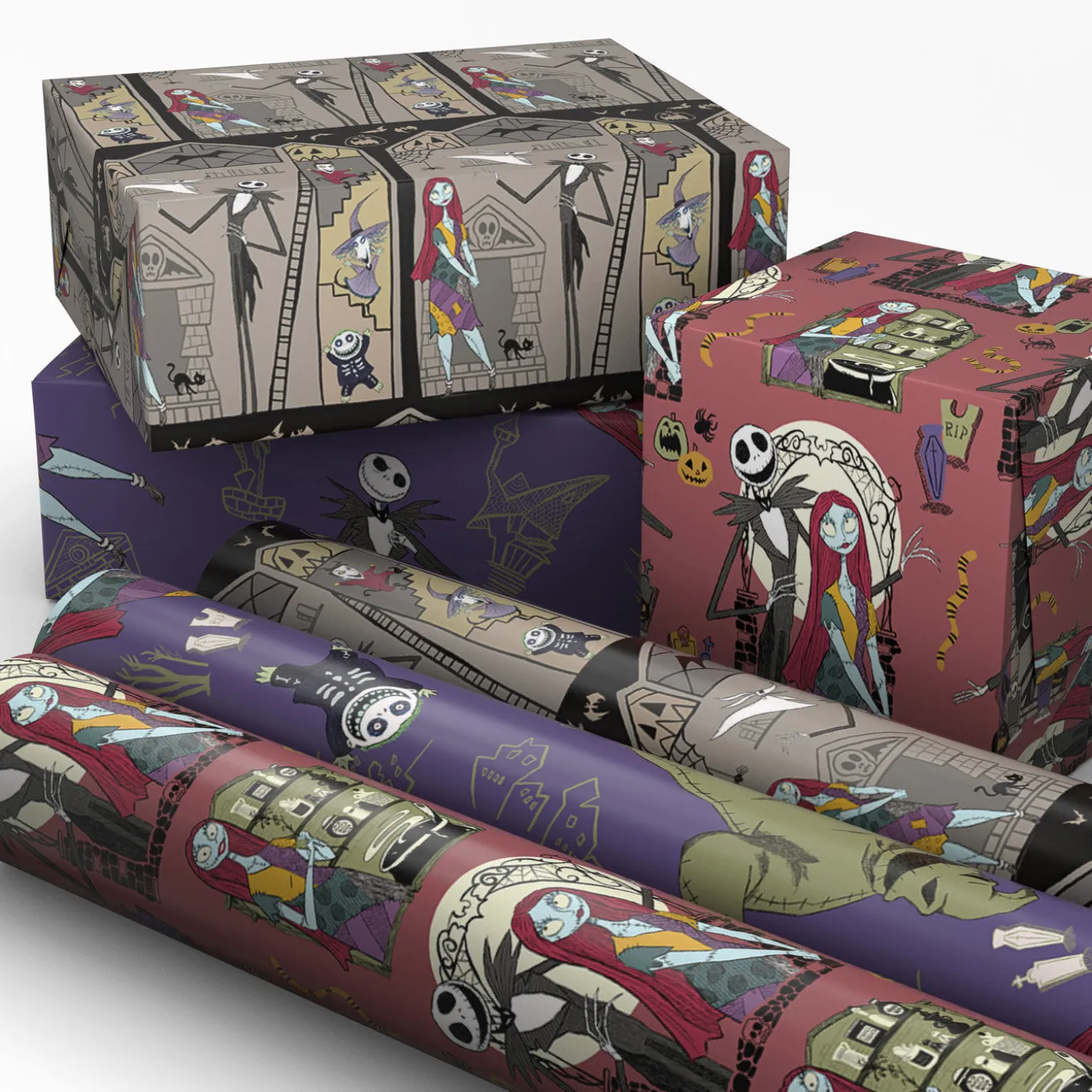 Disney Tim Burton's The Nightmare Before Christmas 3-Pack Wrapping Paper Mini Roll Bundle, 45 sq. ft. total