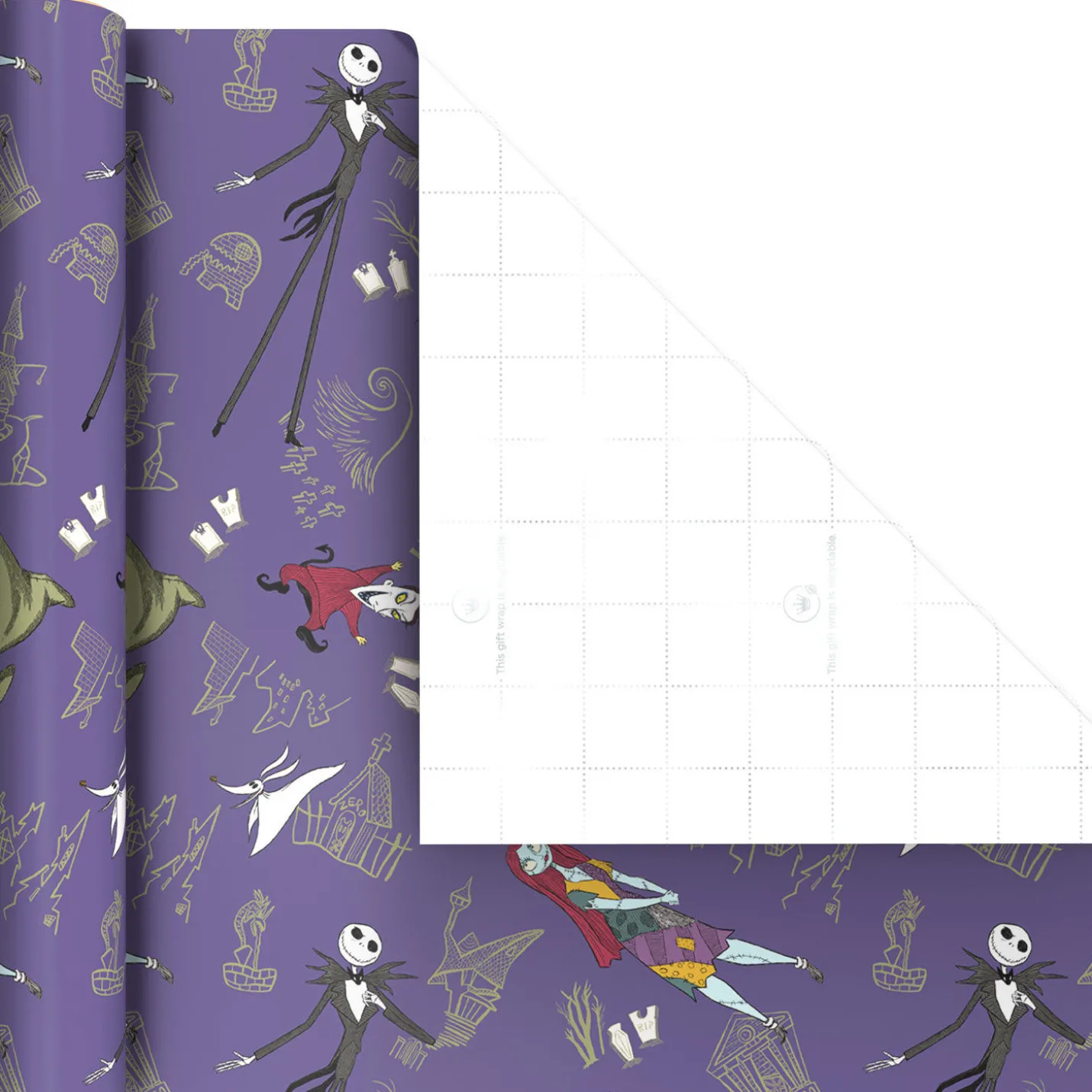 Disney Tim Burton's The Nightmare Before Christmas 3-Pack Wrapping Paper Mini Roll Bundle, 45 sq. ft. total