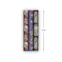 Disney Tim Burton's The Nightmare Before Christmas 3-Pack Wrapping Paper Mini Roll Bundle, 45 sq. ft. total