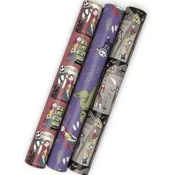Disney Tim Burton's The Nightmare Before Christmas 3-Pack Wrapping Paper Mini Roll Bundle, 45 sq. ft. total