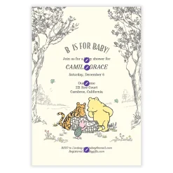 Disney Winnie the Pooh B Is for Baby Flat Baby Shower Invitation