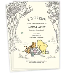 Disney Winnie the Pooh B Is for Baby Flat Baby Shower Invitation