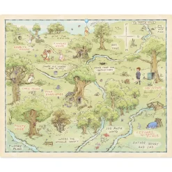 Disney Winnie the Pooh Hundred Acre Wood Map Throw Blanket, 60x52